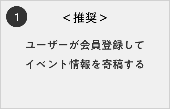 推奨・ユーザーが会員登録してイベント情報を寄稿する